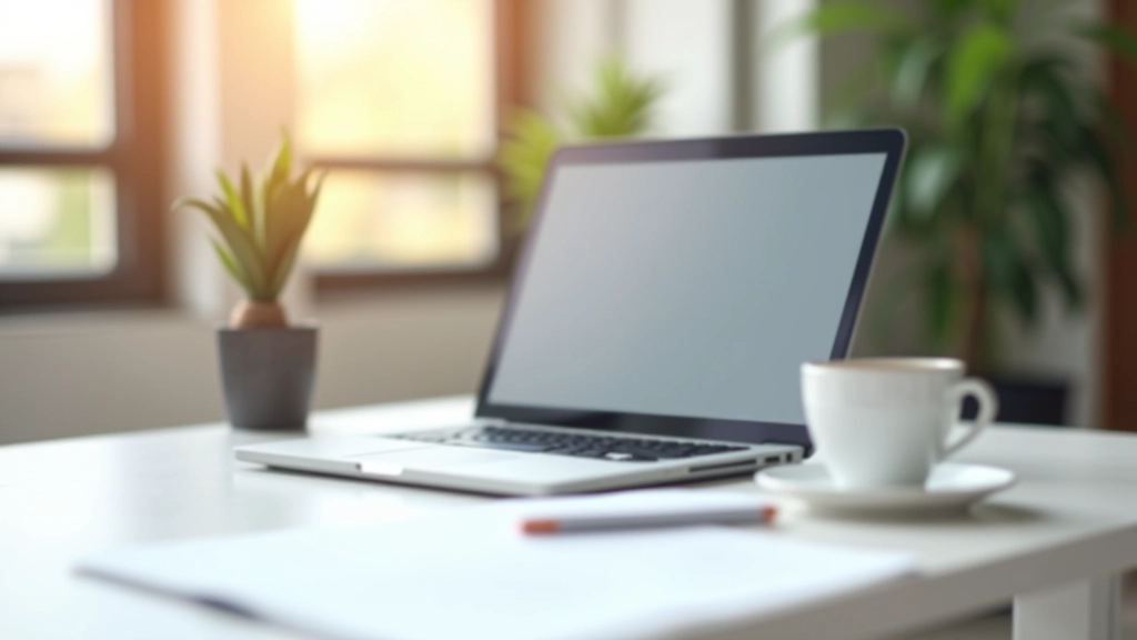 Biuro z laptopem pokazującym porównanie ofert Play, Orange i T-Mobile